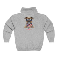 Thumbnail for Patriotic Dog and Flag Unisex Full Zip Hoodie-Sport Grey-Back