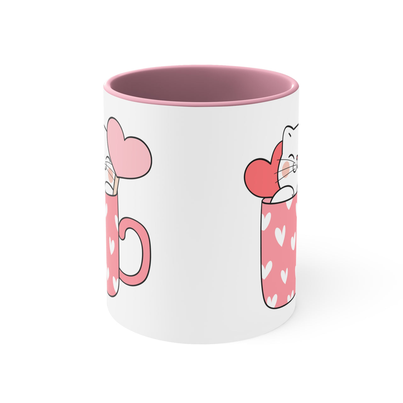 Cat In A Hearted Coffee Mug 🐾💖 11oz