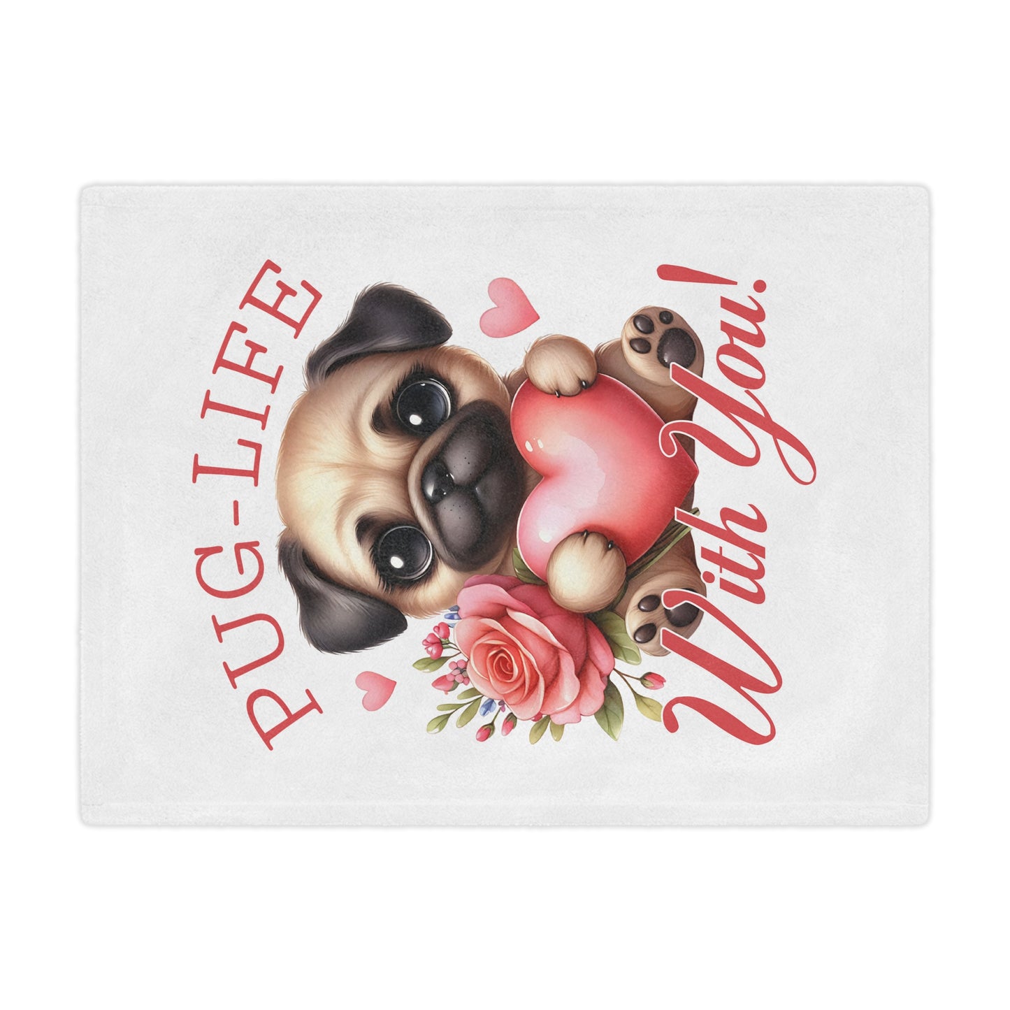 Cuddly Minky Blanket — Adorable Pug With Heart